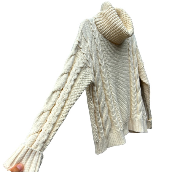 Madewell Women’s XXS Capri Cable Knit Cream Turtleneck Sweater, Madewell Sweater - Picture 7 of 11